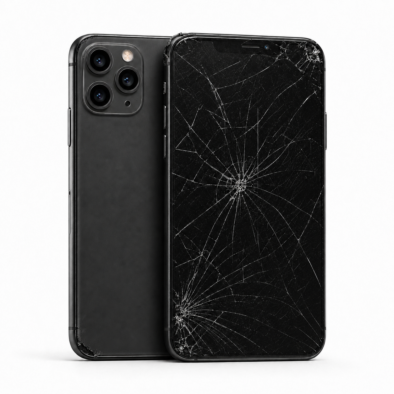 Example of a Faulty condition phone with a black cracked screen